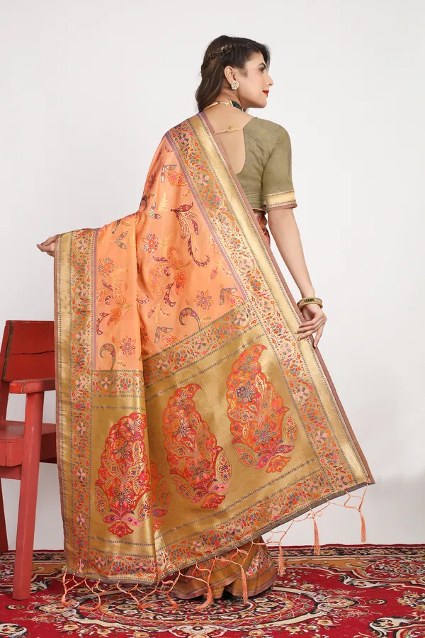 PEACH_WOVEN_WORK_ORGANZA_SAREE